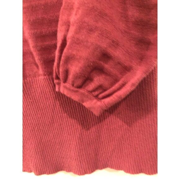 Hinge Dusty Rose Pink Woven Scoop Neck Elastic Wide Waist Puff Sleeve Shirt - Picture 10 of 13